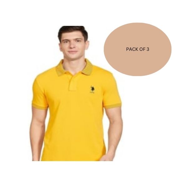 Men Solid Polo Neck Cotton T-Shirt ( Pack of 3 )